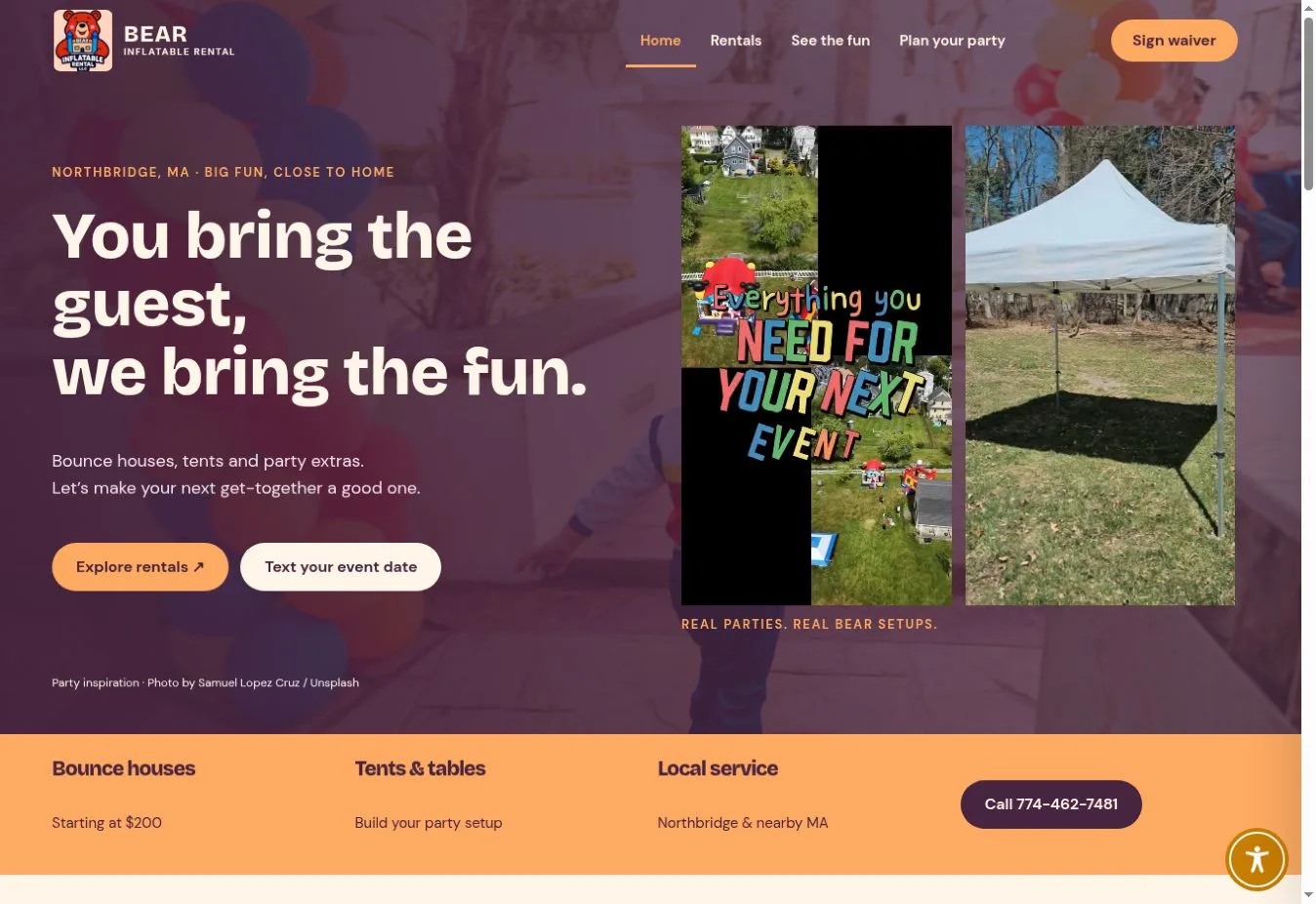 Bear Inflatables website preview